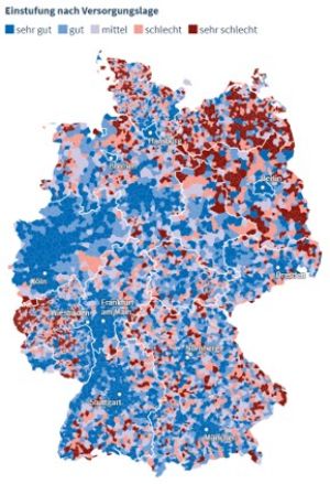 Deutschlandkarte mit den Bewertungen der Kommunen