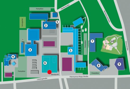 Lageplan Generationenpark, dieser liegt an der Dammstraße neben dem Kindergarten St. Maria