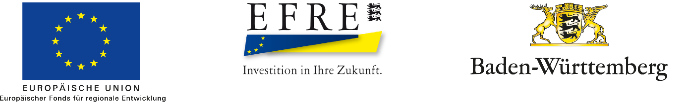 Logo der Europäischen Union, EFRE und des Landes Baden-Württtemberg